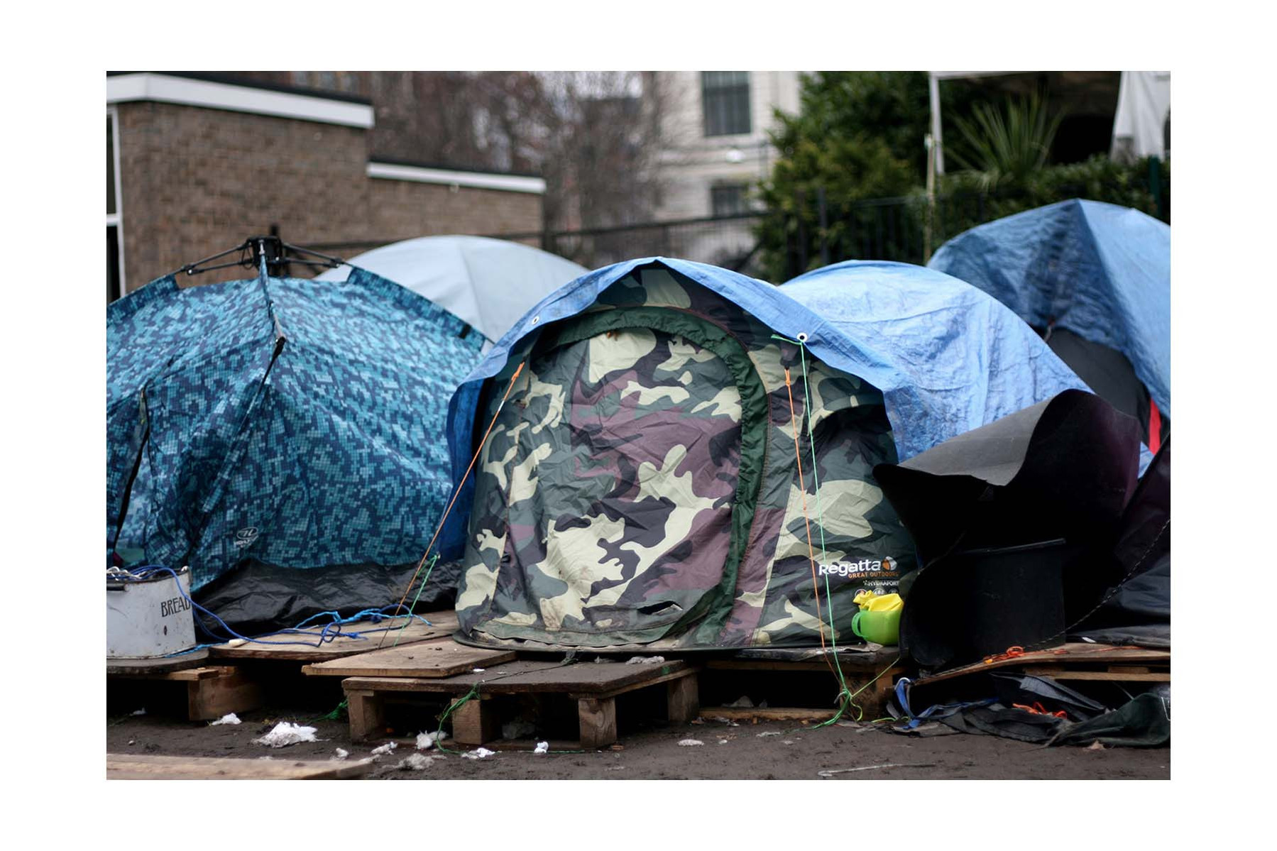 A tent photographed during the Occupy London protest in 2012