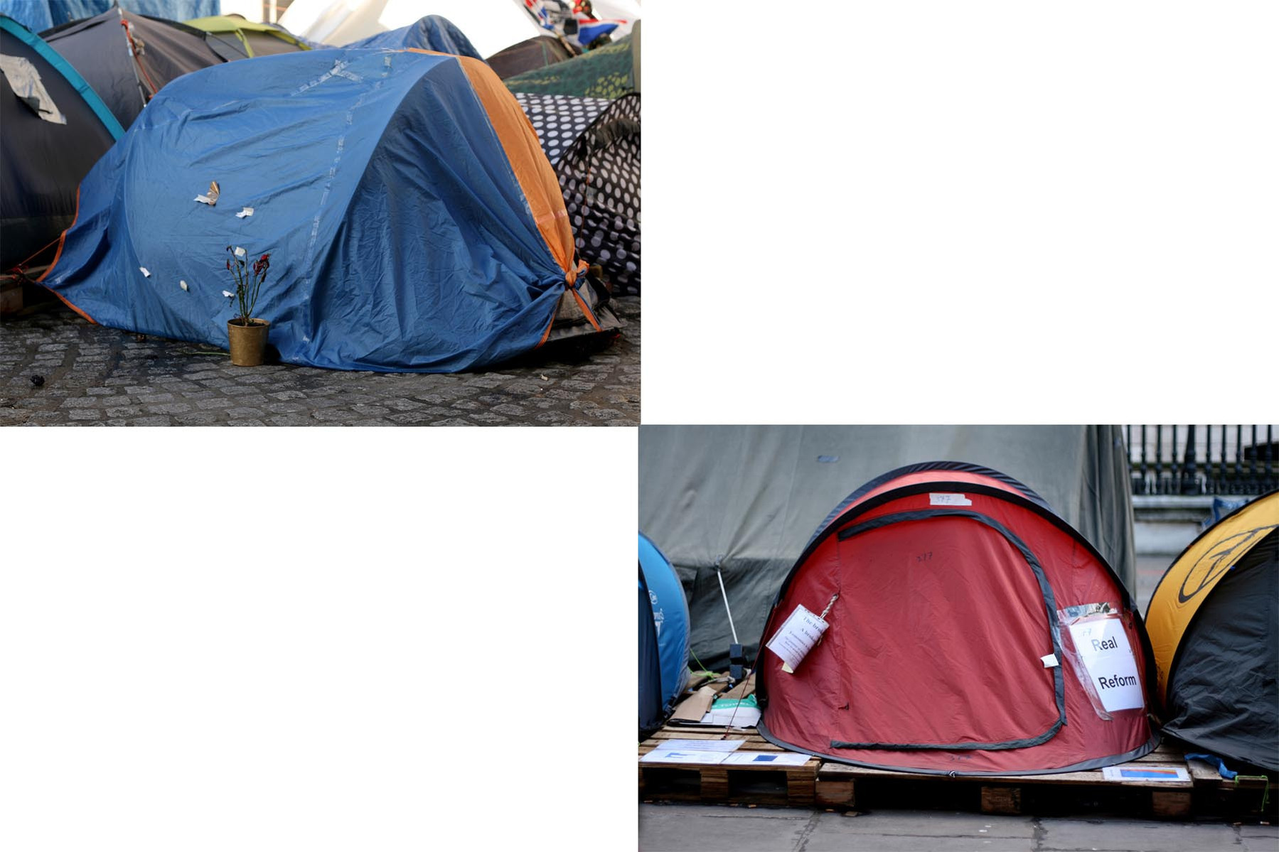 Tents photographed during the Occupy London protest in 2012 in Saint Paul and Finsbury park