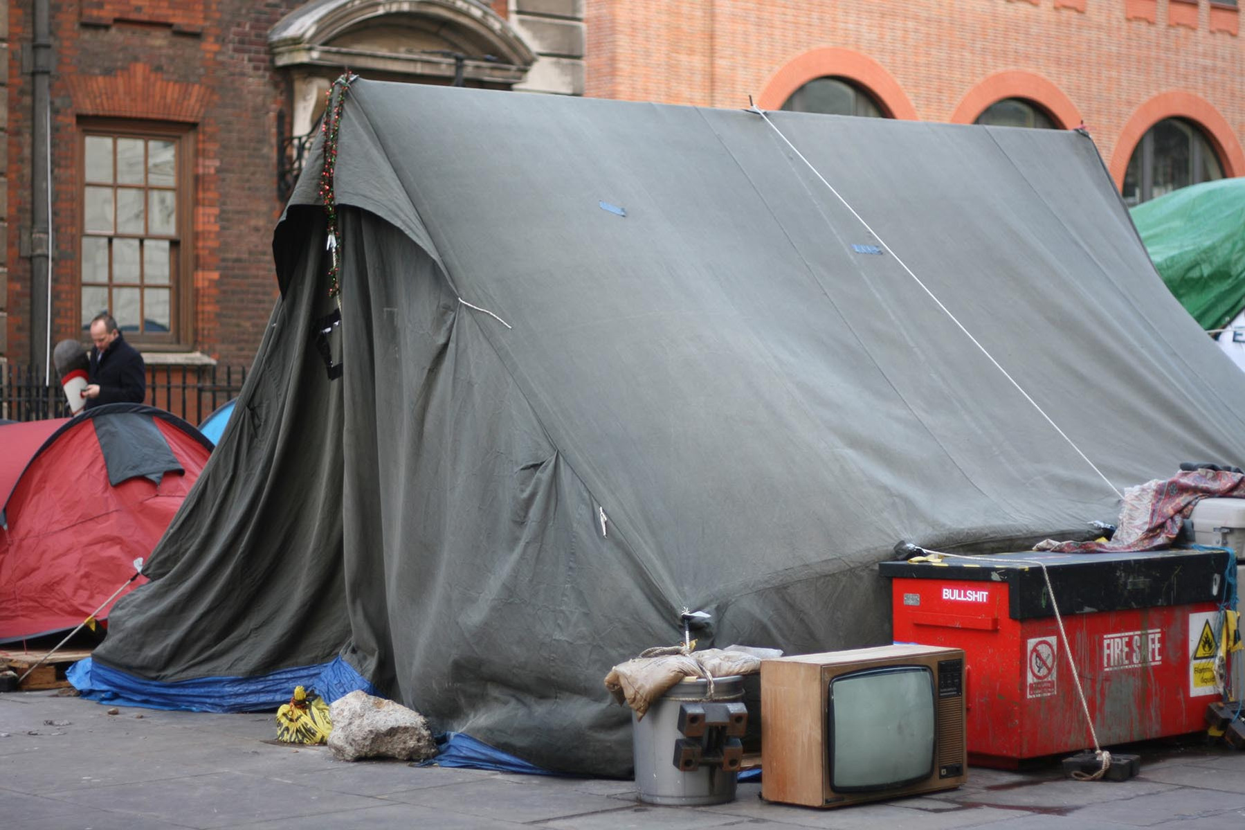 A tent photographed during the Occupy London protest in 2012 in Saint Paul and Finsbury park