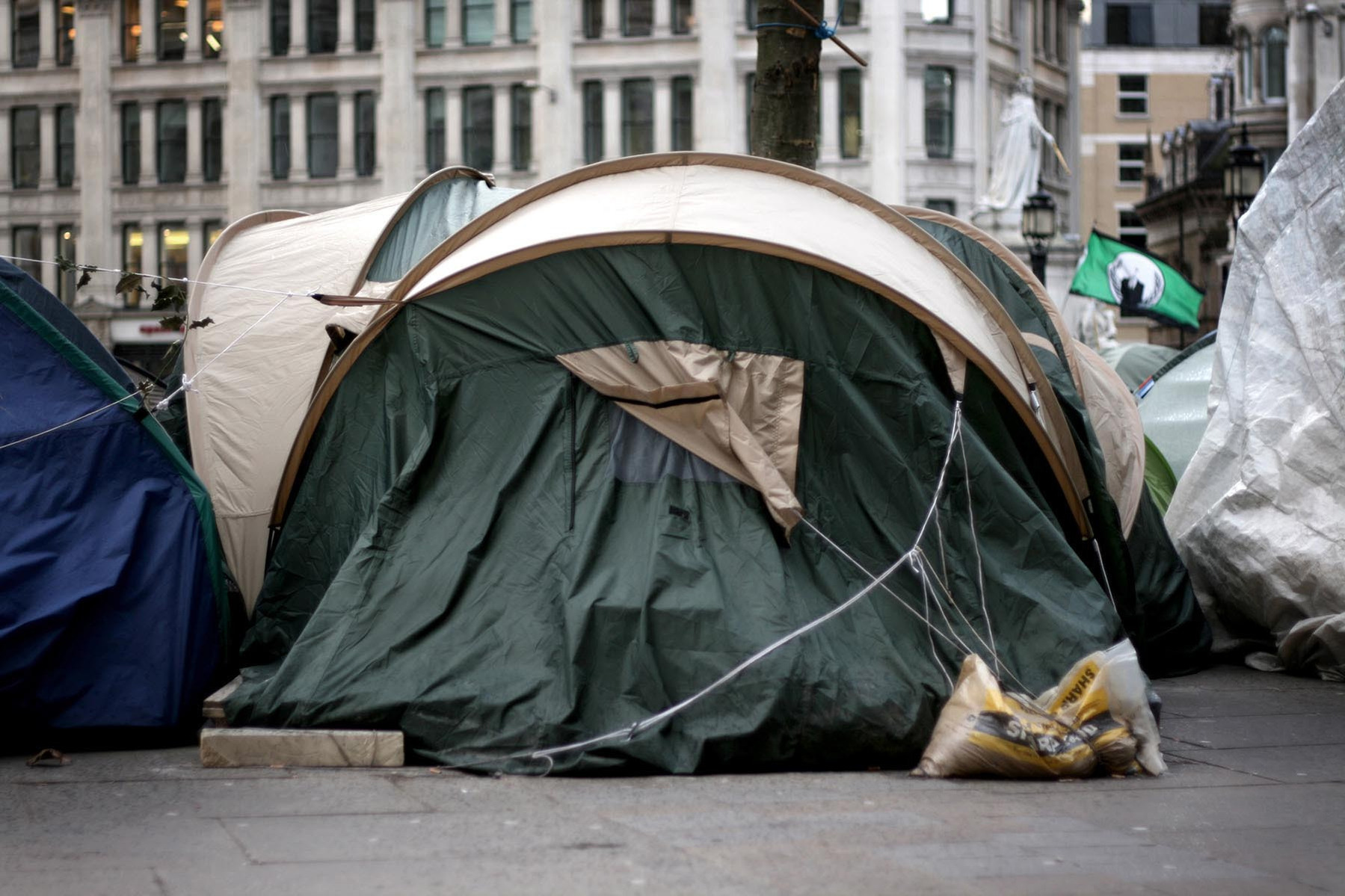 A tent photographed during the Occupy London protest in 2012