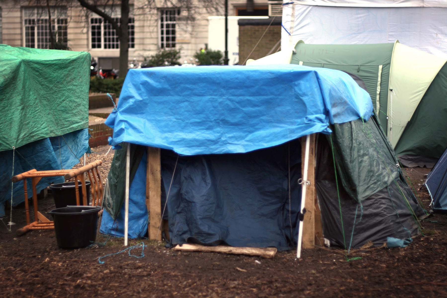 A shed photographed during the Occupy London protest in 2012 in Saint Paul and Finsbury park
