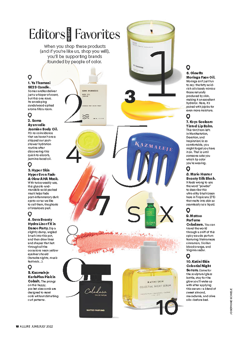 Allure magazine June/July 2022 issue of Allure's Editors' Favorites featuring Celadawn by MATTEO PARFUMS - Allure Best of Beauty