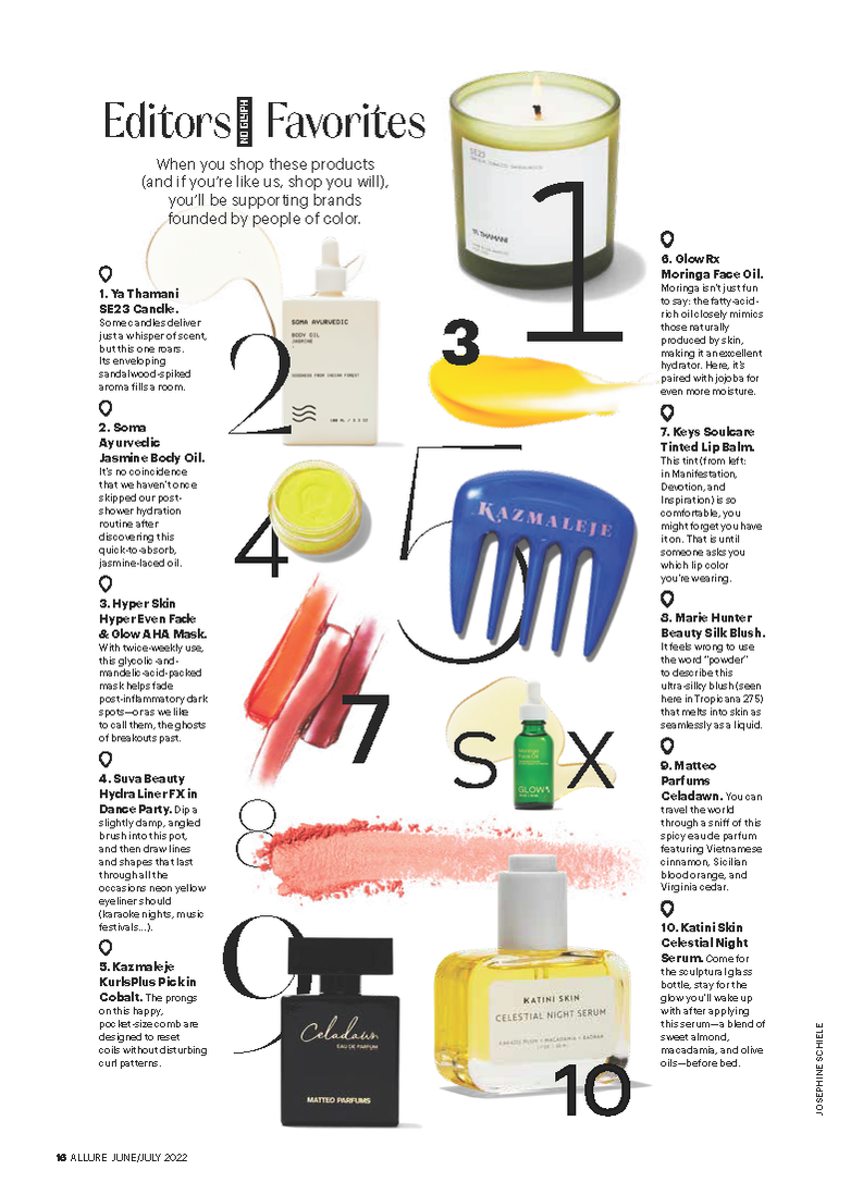 Allure magazine June/July 2022 issue of Allure's Editors' Favorites featuring Celadawn by MATTEO PARFUMS - Allure Best of Beauty