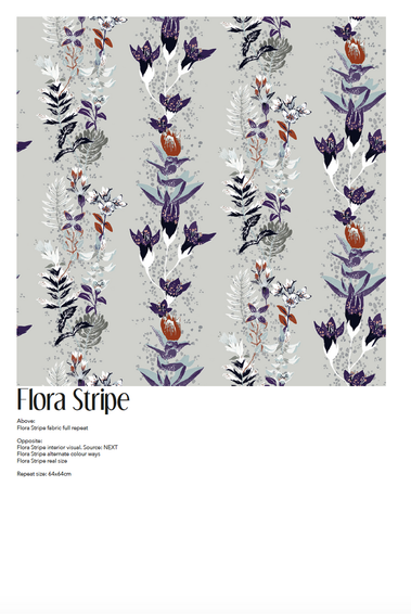Emma Christie Design for Furnishing Fabrics Flora Stripe