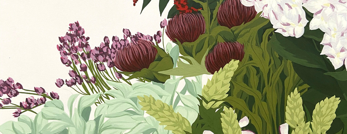 Scarlett Greenwood Gouache Painting - Busy Floral Display 