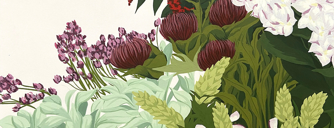 Scarlett Greenwood Gouache Painting - Busy Floral Display 
