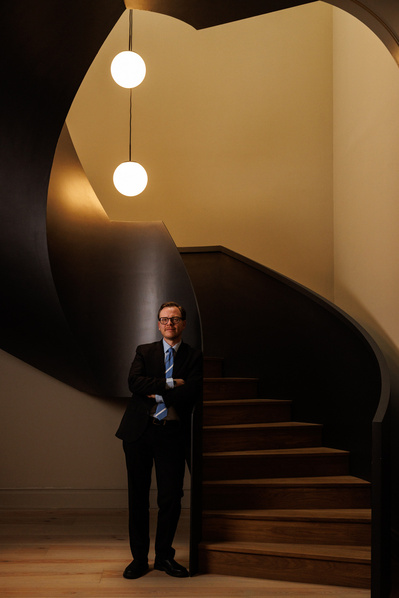 Philosopher Markus Gabriel poses for a portrait in theThe New Institute Foundation in Hamburg, Germany
