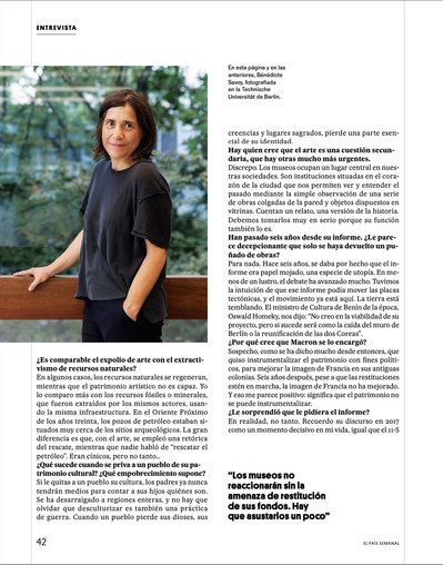 Portrait of Bénédicte Savoy for El Pais Semanal
