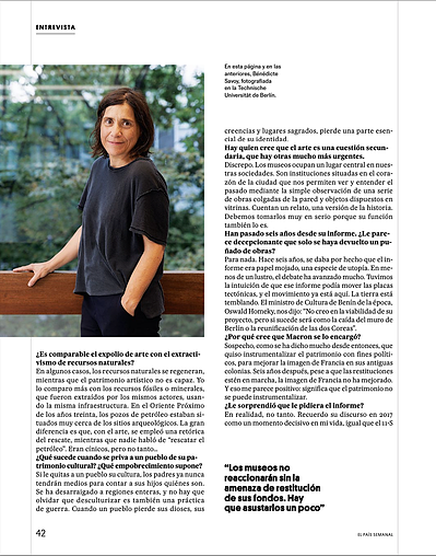 Portrait of Bénédicte Savoy for El Pais Semanal
