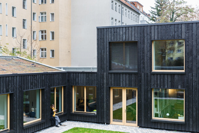 ALTE SCHLOSSEREI  or  OLD LOCKSMITH SHOP is an architecture project by ALAS Architects in Berlin. The space is a house and working studio for designers and artists. These are architecture photographs of the interior and exterior of the building. 
