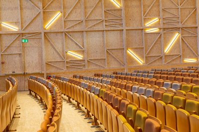 Seats at Le Rosey Concert Hall in Rolle, Switzerland. 