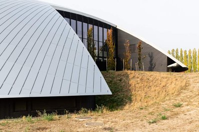 Structure of Le Rosey Concert Hall in Rolle, Switzerland from the outside. 