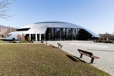 Structure of Le Rosey Concert Hall in Rolle, Switzerland from the outside. 