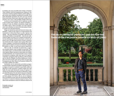 Portrait of  philosopher Byung-Chul Han photographed for El Pais Semanal in Berlin