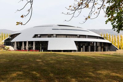 Structure of Le Rosey Concert Hall in Rolle, Switzerland from the outside. 