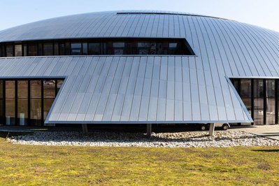 Structure of Le Rosey Concert Hall in Rolle, Switzerland from the outside. 