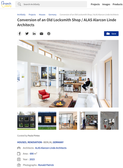 Photographs of an Old Renovated Locksmith in Berlin, by ALAS Architects published on Archdaily.