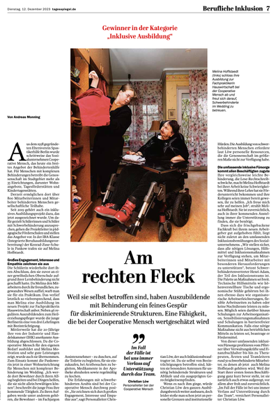 Two people photographed for Tagesspiegel for their supplement "Inklusion" 
