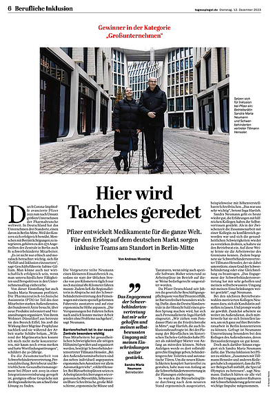Two people photographed for Tagesspiegel for their supplement "Inklusion" 