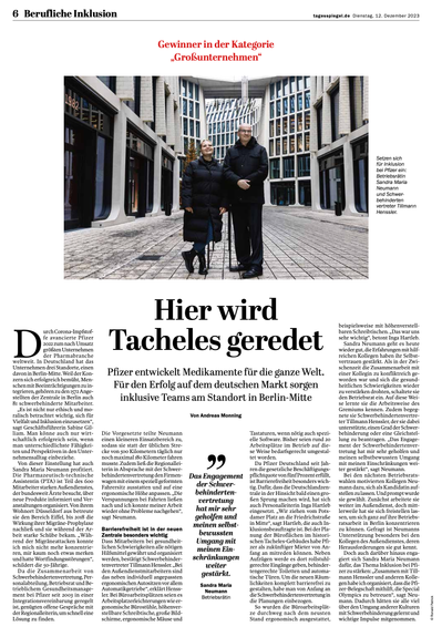 Two people photographed for Tagesspiegel for their supplement "Inklusion" 