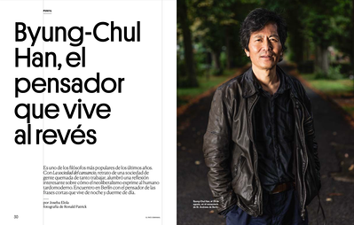 Portrait of  philosopher Byung-Chul Han photographed for El Pais Semanal in Berlin