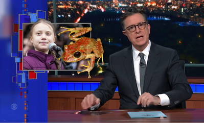 Stephen Colbert talks about Greta Thunberg on The Late Show 