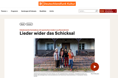 The singing quartet "cantaderas" pose in front of one of the houses in Ravensbrück concentration camp near Berlin. 