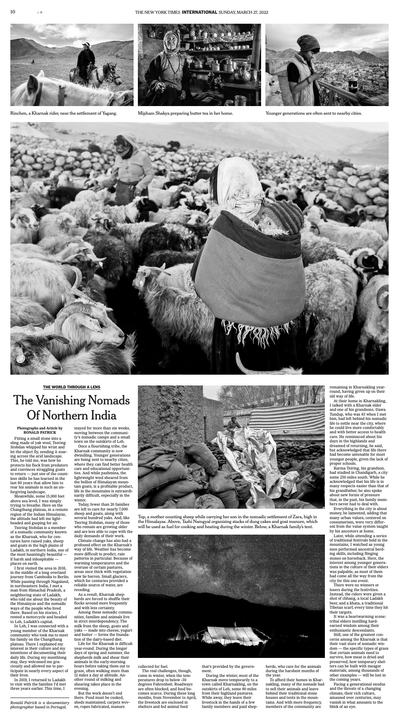 Publication on the New York Times (NYTimes) of a photo story by Ronald Patrick 