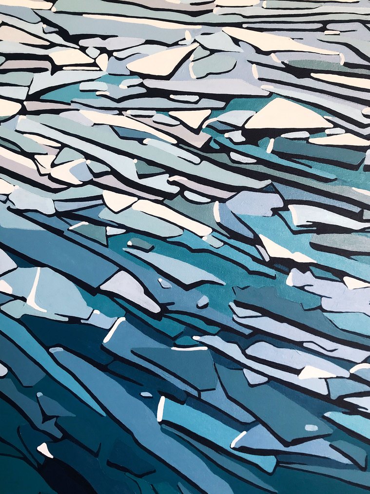 Detail of ice shard colours and shapes. There's an interesting contrast between realistic gradients and graphic shadows.