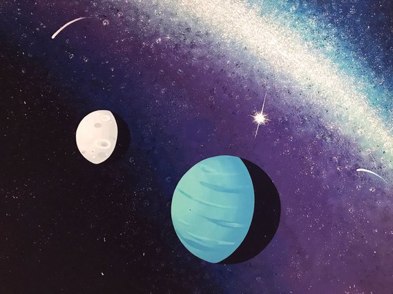 Two planets in outer space.