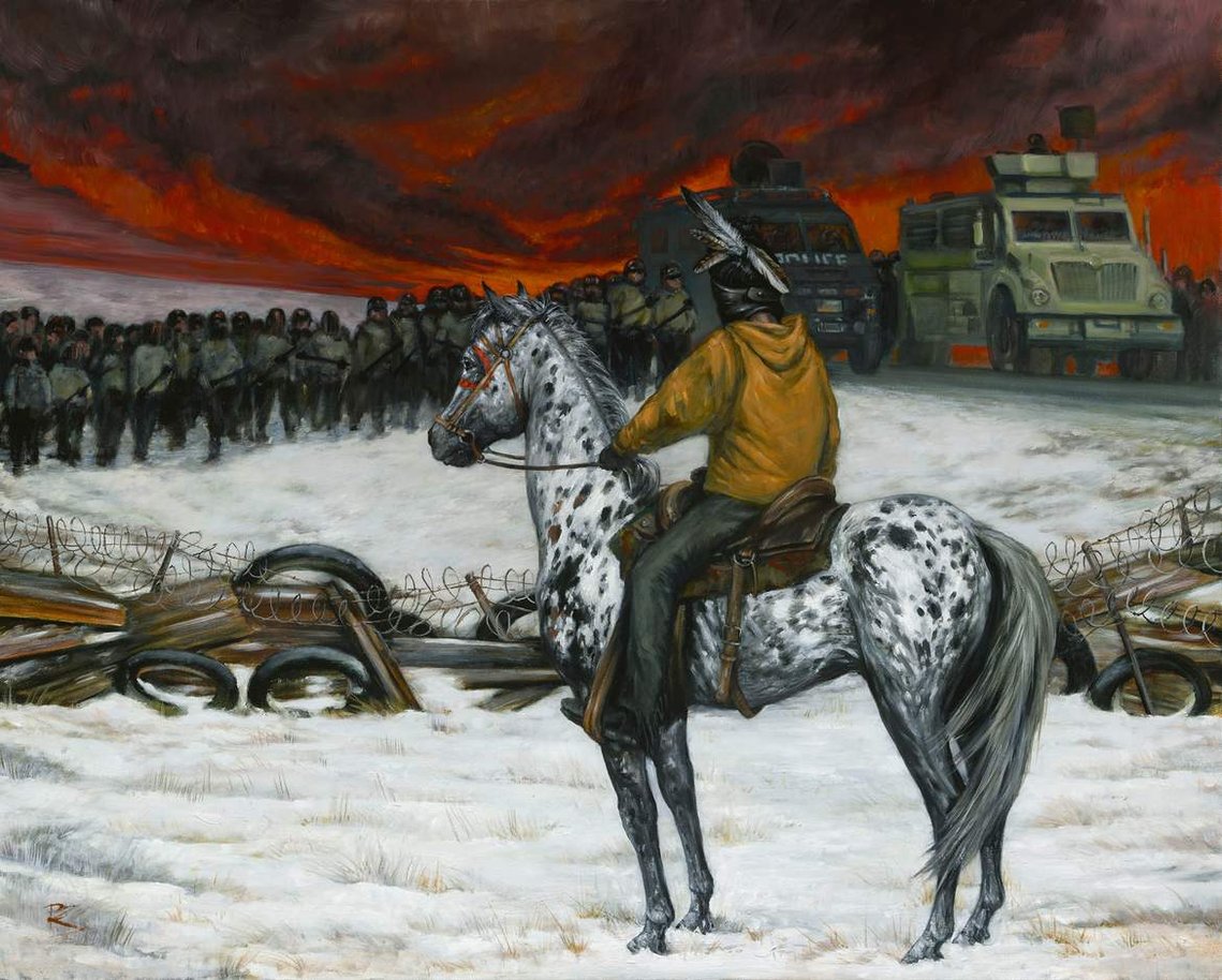 Brooke Kent original oil painting standing rock nodapl North dakota pipeline protest water protectors indigenous sioux