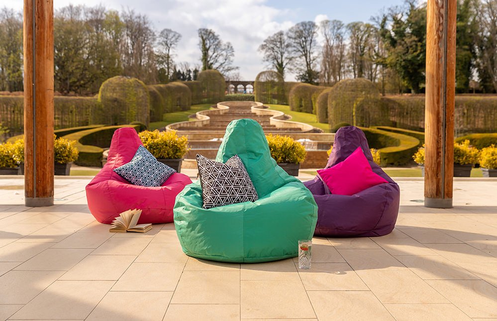 colourful outdoor beanbags at alnwick gardens