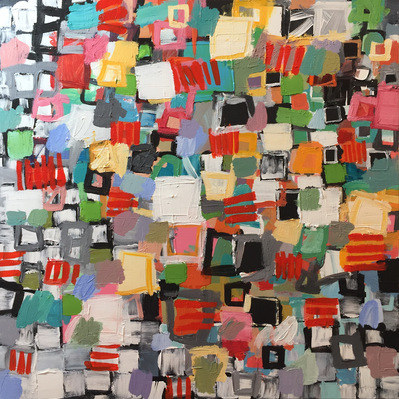 Colorful abstract painting with squares