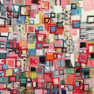 Colorful abstract painting with squares