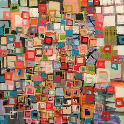 Colorful abstract painting with squares
