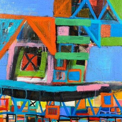 Colorful abstract acrylic painting