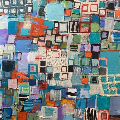 Colorful abstract painting with square shapes