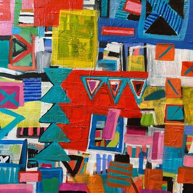 Colorful abstract acrylic painting