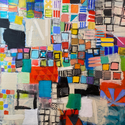 Colorful abstract painting with squares