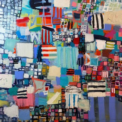 Colorful abstract painting with squares