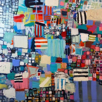Colorful abstract painting with squares