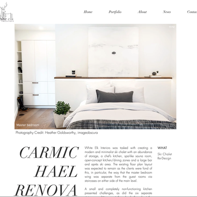 Interior Photography shown in use on clients website