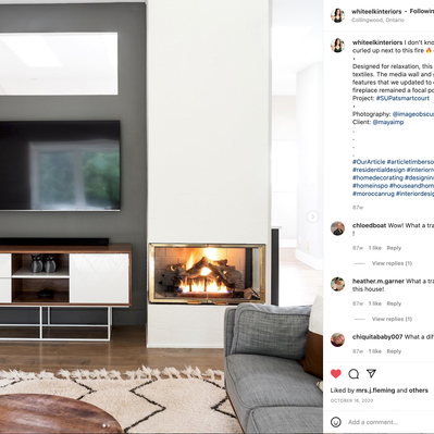 Interior Photography by commercial photographer heather Goldsworthy, shown in use on client's instagram channel