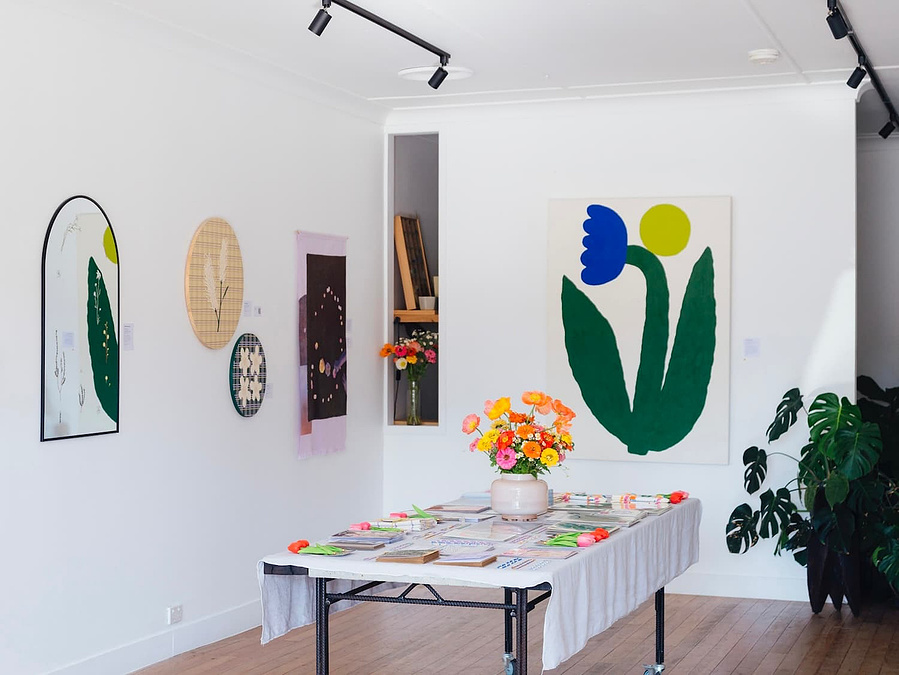 An installation view of the gallery for the Flower Power exhibition. 