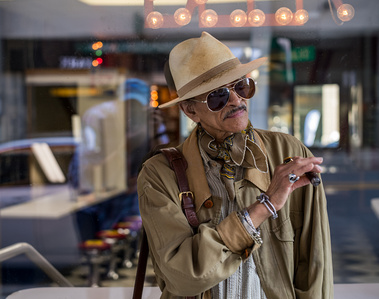 A street portrait of Bobby in front of American Coney Island in Detroit, Michigan.