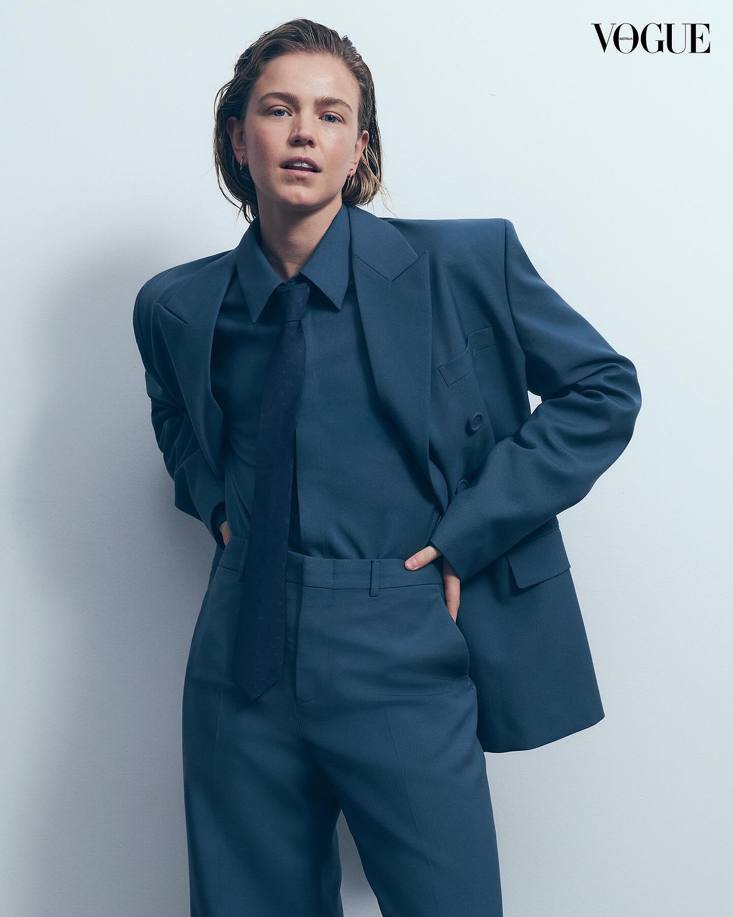 High end retouching by Rebekka Lee Johnson for Vogue Australia, featuring actor Sof Forrest. Photography by Jamie Heath (BA Reps).