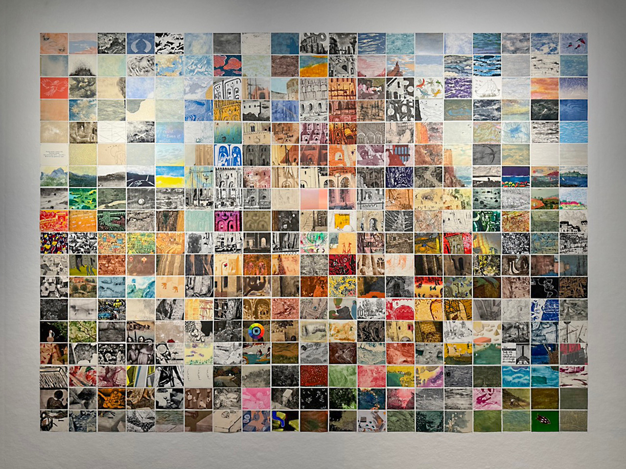 Babel tower, 2023, 245 cm x 335 cm. View of the exhibition in Galleria Ratamo in Jyväskylä, Finland