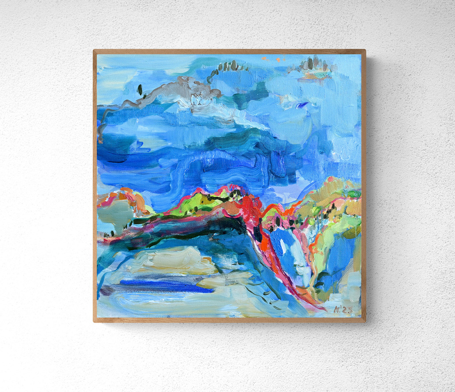 Medium size Contemporary expressionist acrylic painting on canvas by Asta Kulikauskaite Krivickiene. 