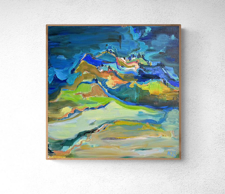 Landscape acrylic and oil painting on canvas by Asta Kulikauskaite Krivickiene. Afford art for home interior decoration.