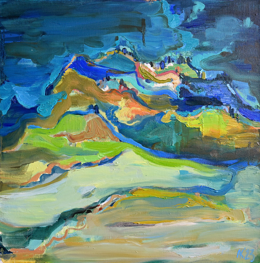 Landscape acrylic and oil painting on canvas by Asta Kulikauskaite Krivickiene. Afford art for home interior decoration.